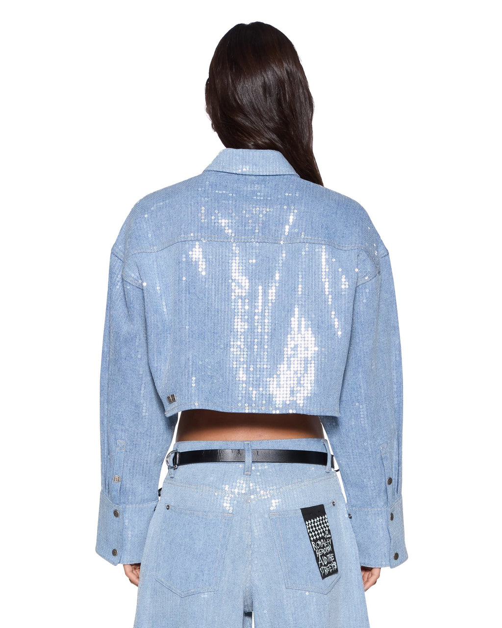 Womens Sequin Balter Ls Shirt Spirit Spark Cropped Shirts - Blue