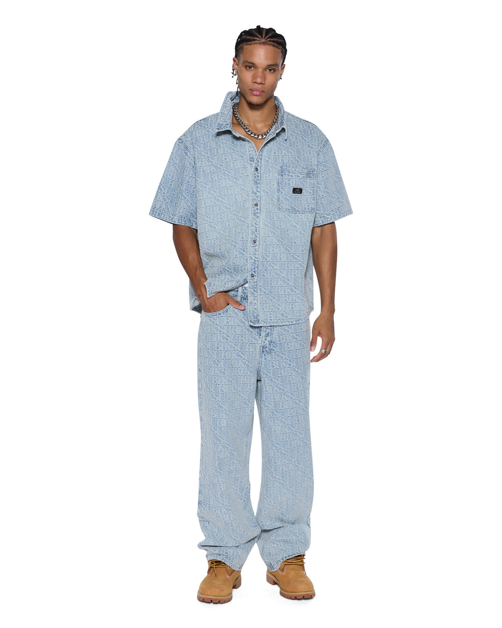 Mens Maxx Tile Baggy Denim Jeans - Denim