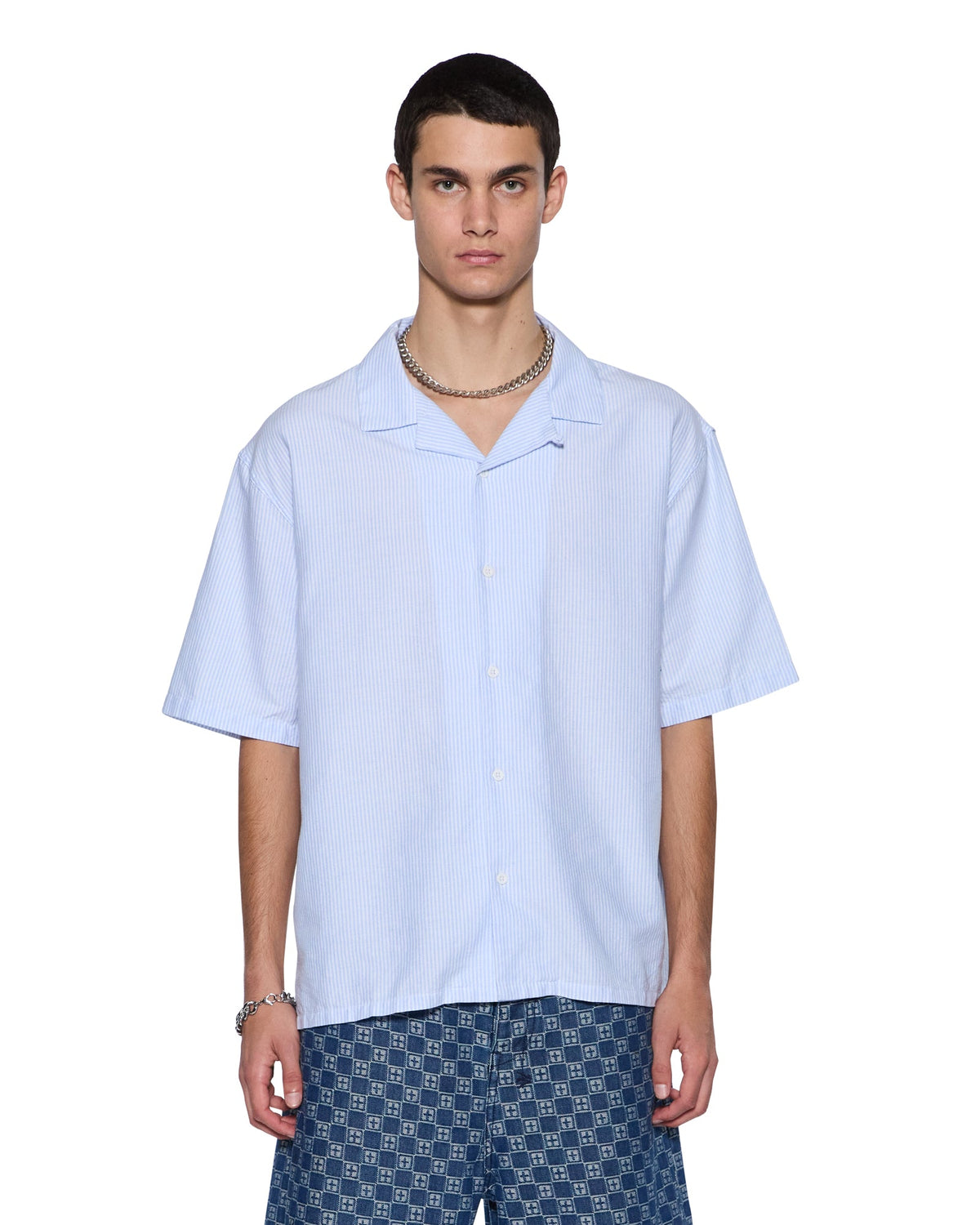 Mens Caring Diner Ss Shirt Tru Stripe Regular Shirts - Multi Colour