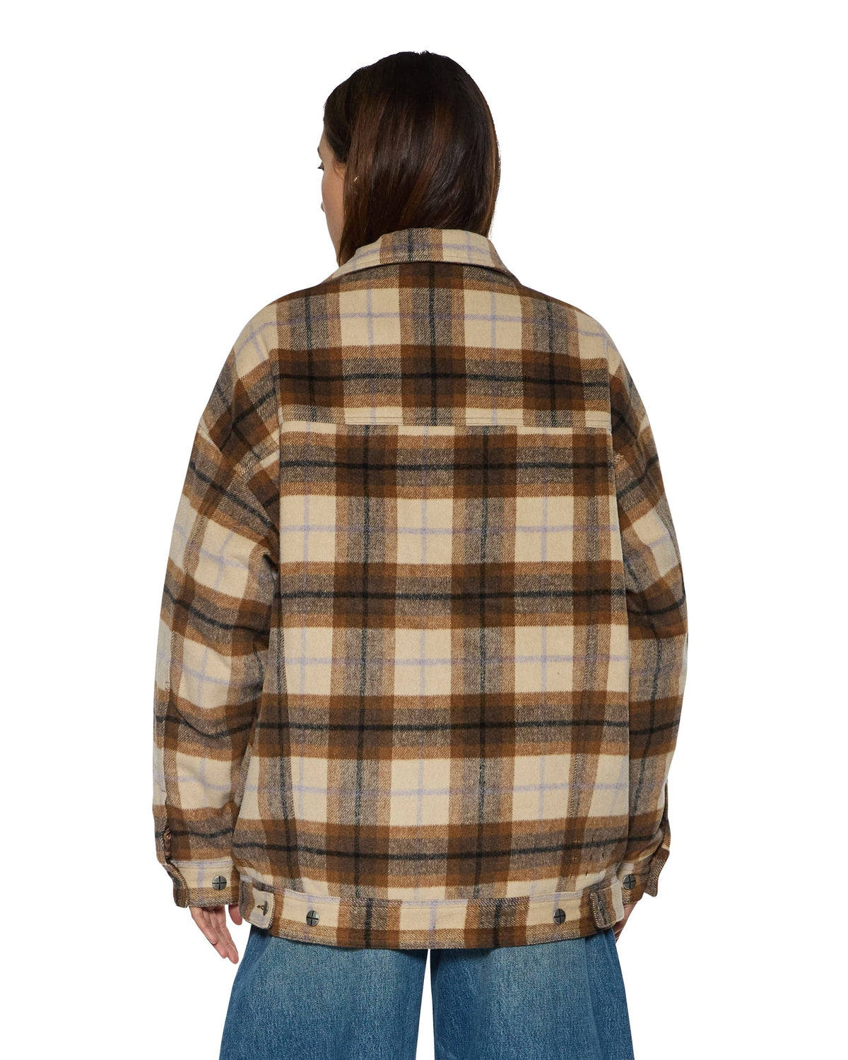 Womens Ksuper Trucker Jacket Plaid Oversized Jackets - Multi Colour