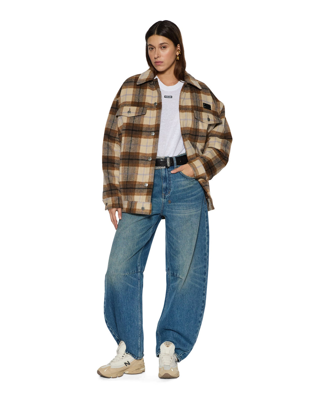 Womens Ksuper Trucker Jacket Plaid Oversized Jackets - Multi Colour