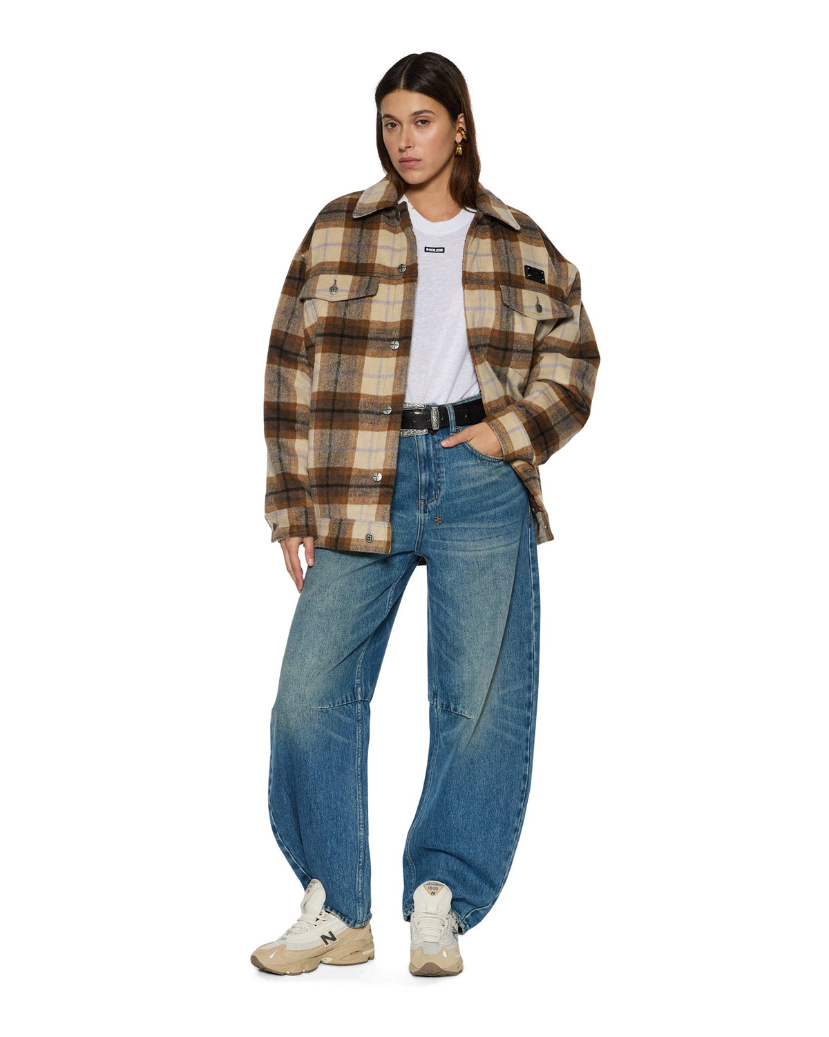 Womens Ksuper Trucker Jacket Plaid Oversized Jackets - Multi Colour