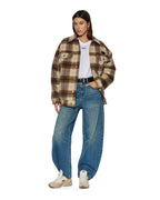 Womens Ksuper Trucker Jacket Plaid Oversized Jackets - Multi Colour