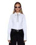 DARE OPEN BACK LS SHIRT WHITE