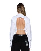 Womens Dare Open Back Ls Shirt White Fitted Shirts - White