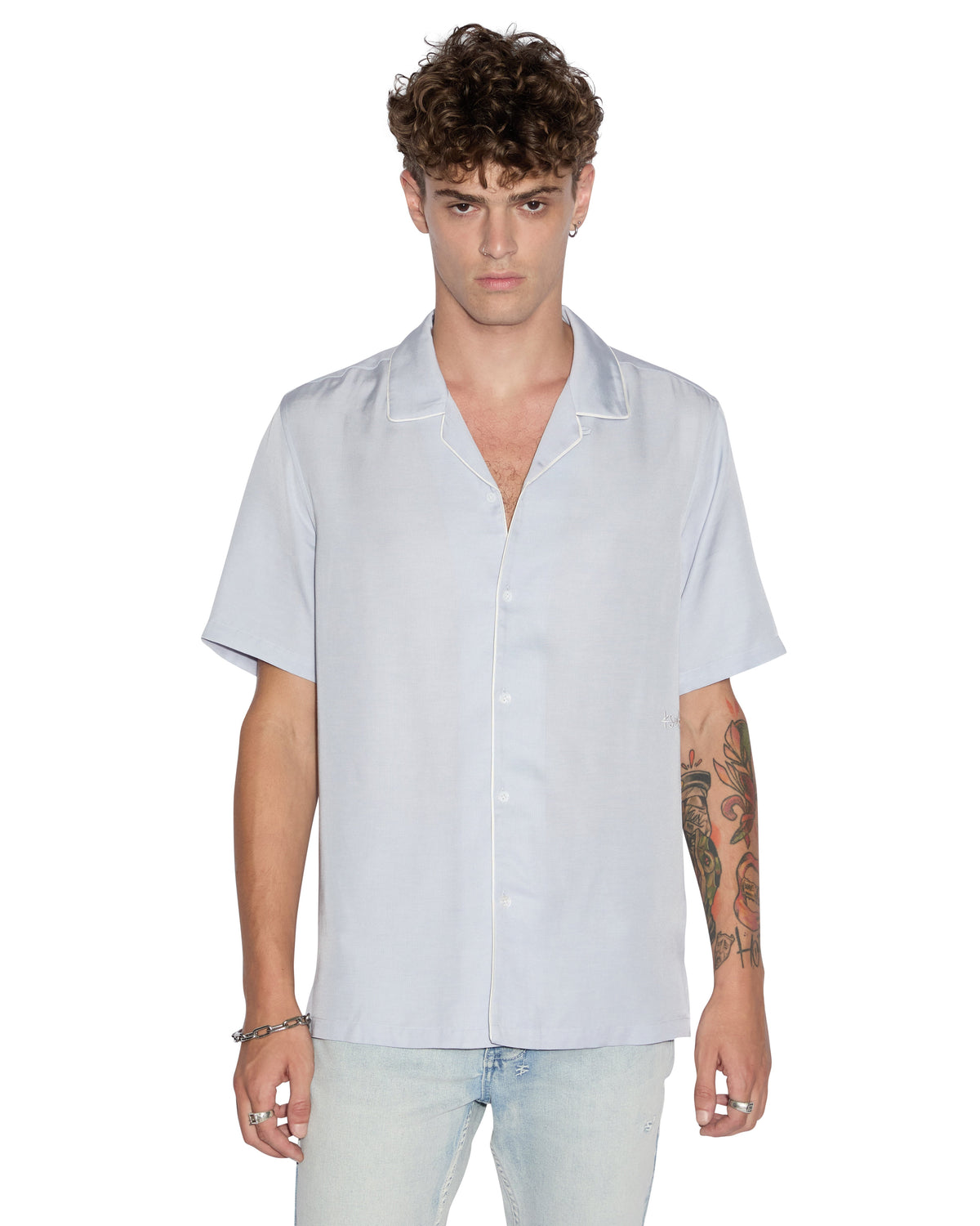 Mens Downtown Resort Ss Shirt Shallows Regular Shirts - Blue
