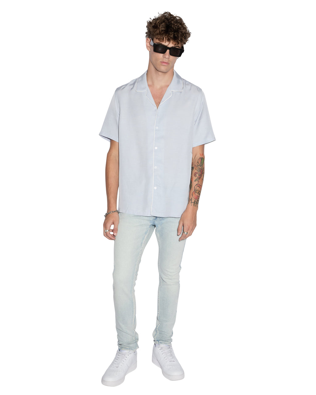 Mens Downtown Resort Ss Shirt Shallows Regular Shirts - Blue