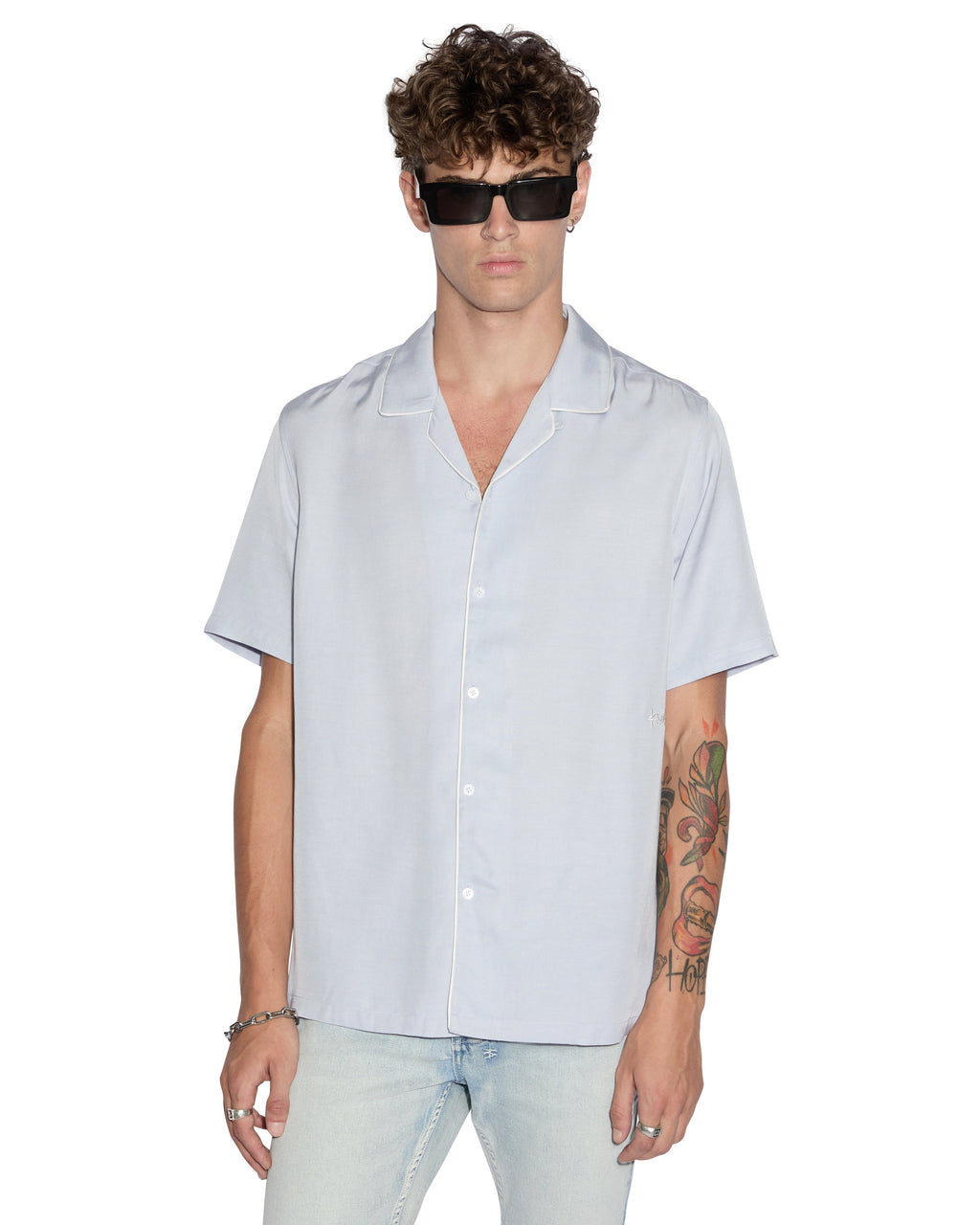 Mens Downtown Resort Ss Shirt Shallows Regular Shirts - Blue