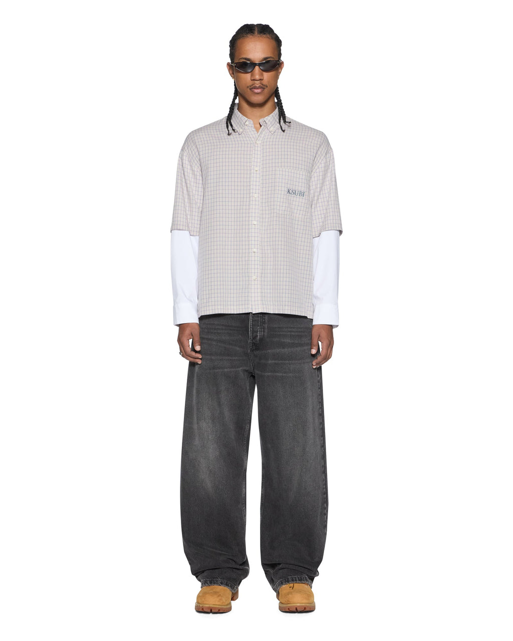 Mens E.n.d Button Layer Ls Shirt Check Regular Shirts - Multi Colour
