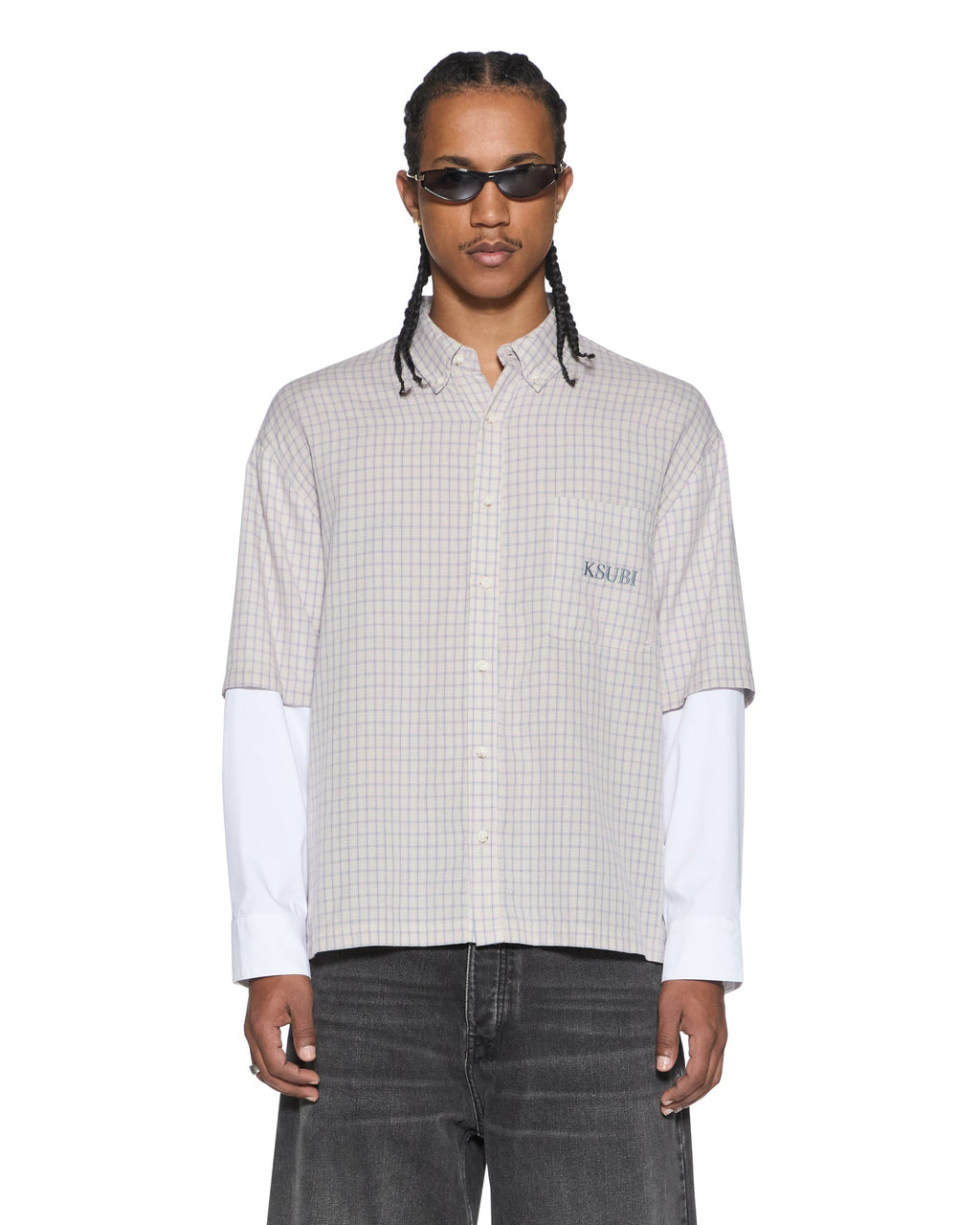 Mens E.n.d Button Layer Ls Shirt Check Regular Shirts - Multi Colour