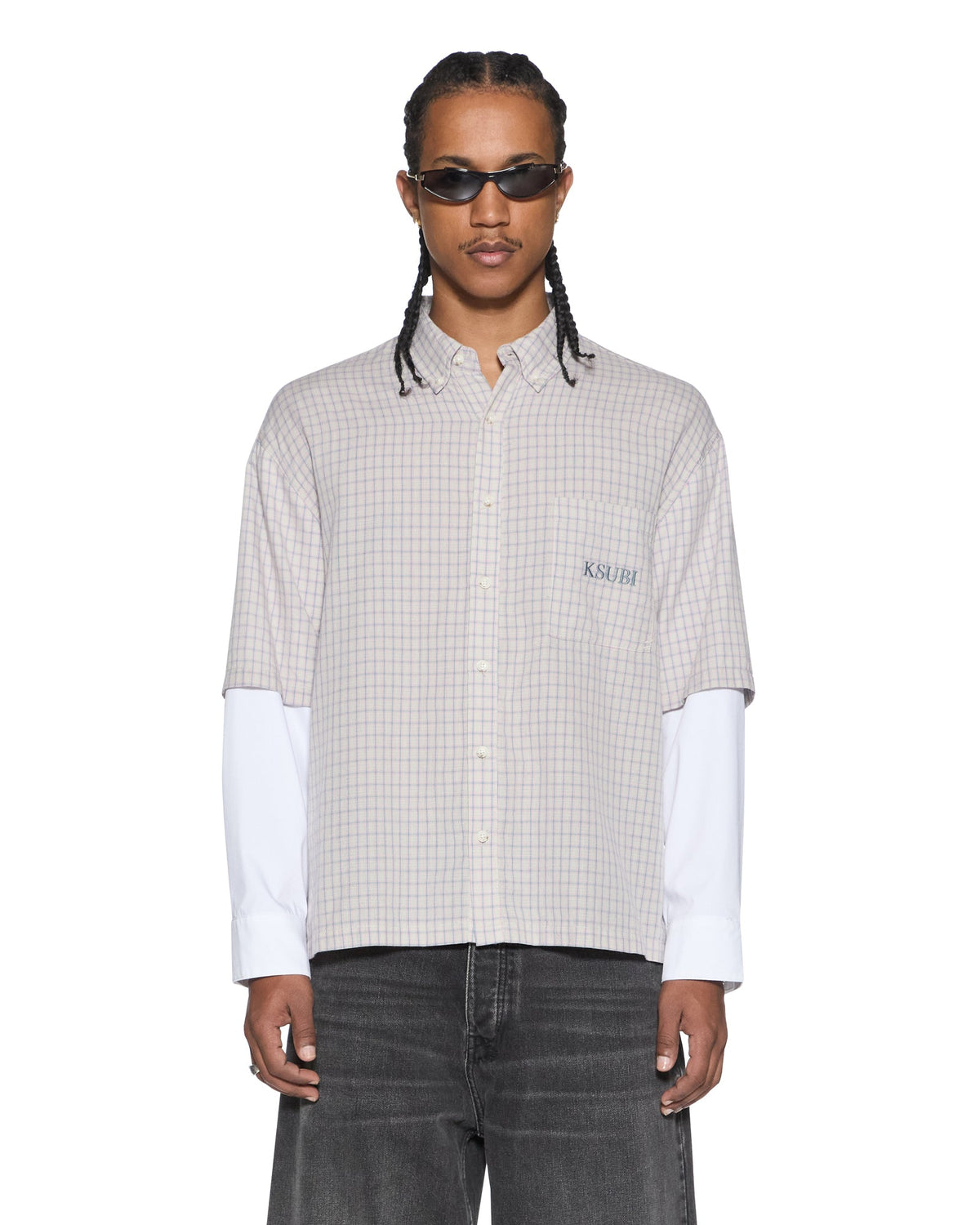 Mens E.n.d Button Layer Ls Shirt Check Regular Shirts - Multi Colour