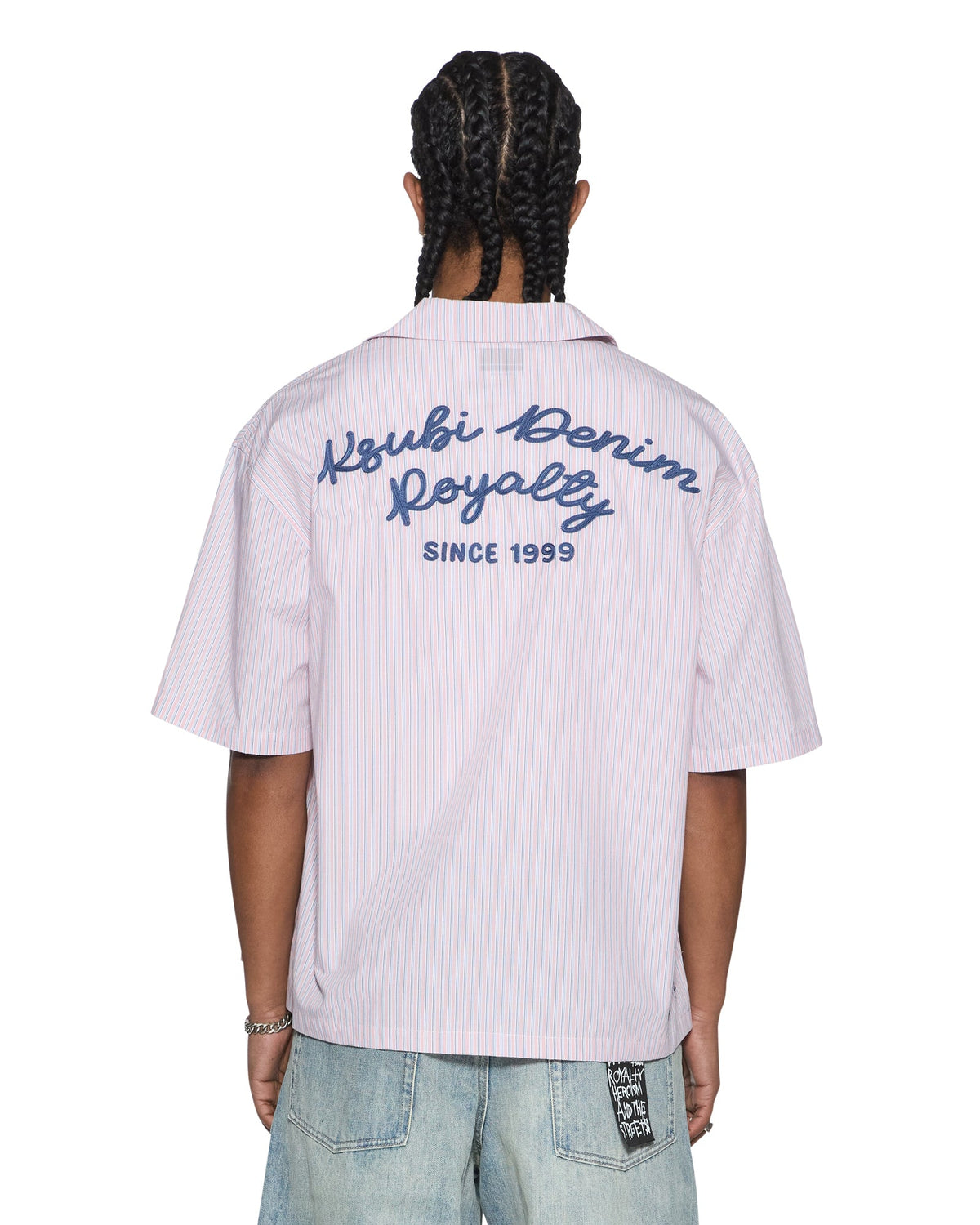 Mens Effect Diner Ss Shirt Quartz Stripe Regular Shirts - Pink