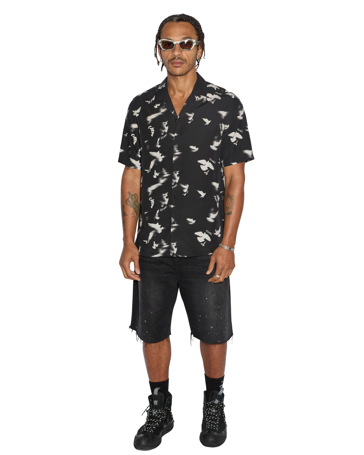 Mens Flight Resort Ss Shirt Black Regular Shirts - Black