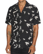 Mens Flight Resort Ss Shirt Black Regular Shirts - Black