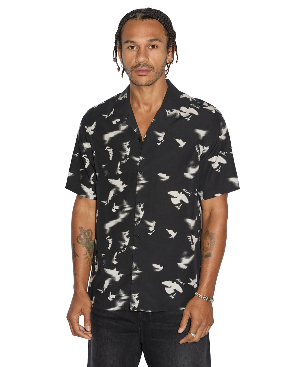 Mens Flight Resort Ss Shirt Black Regular Shirts - Black