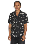Mens Flight Resort Ss Shirt Black Regular Shirts - Black