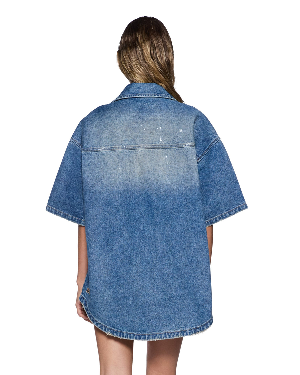 Womens Garage Denim Ss Shirt Painter Blue Relaxed Shirts - Denim