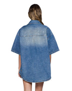 Womens Garage Denim Ss Shirt Painter Blue Relaxed Shirts - Denim