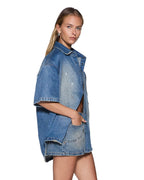 Womens Garage Denim Ss Shirt Painter Blue Relaxed Shirts - Denim