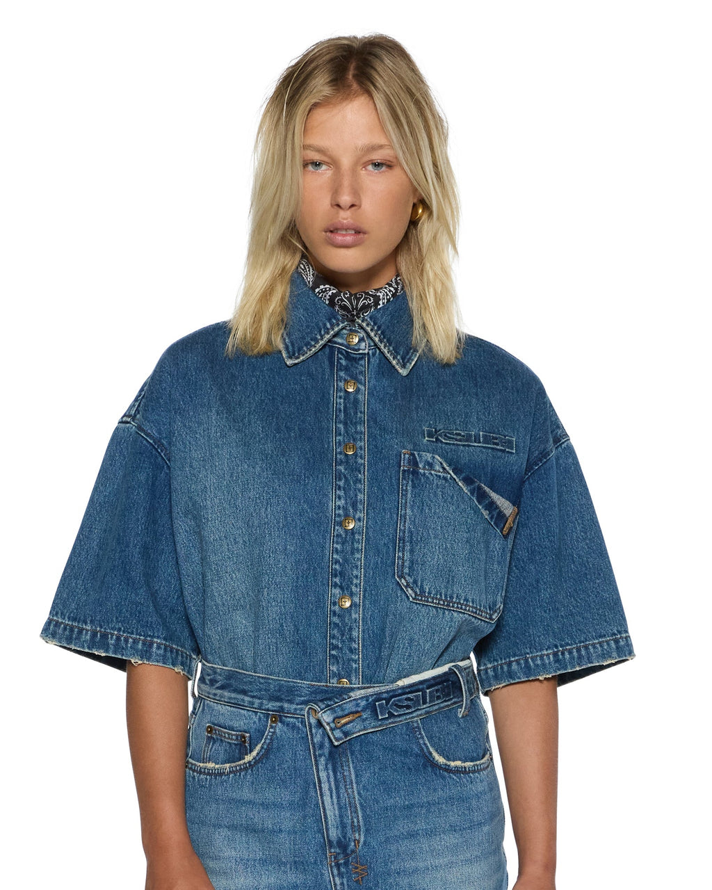 Womens Garage Ss Shirt Aged Relaxed Shirts - Denim