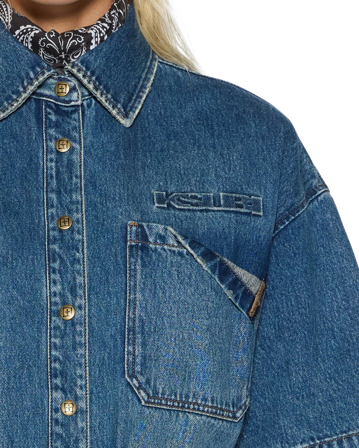 Womens Garage Ss Shirt Aged Relaxed Shirts - Denim