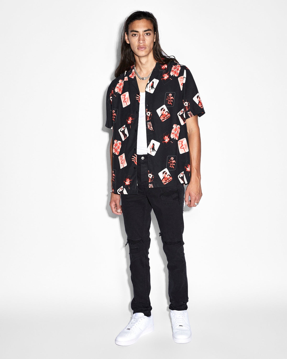 Mens Icons Resort Ss Shirt Black Regular Shirts - Black