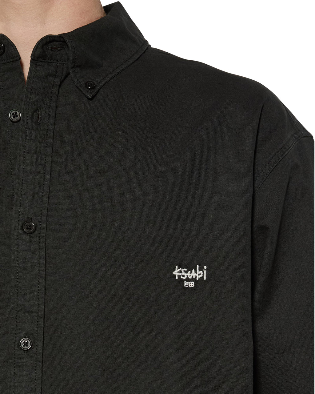Mens Ksignature Button Down Ls Shirt Black Regular Shirts - Black