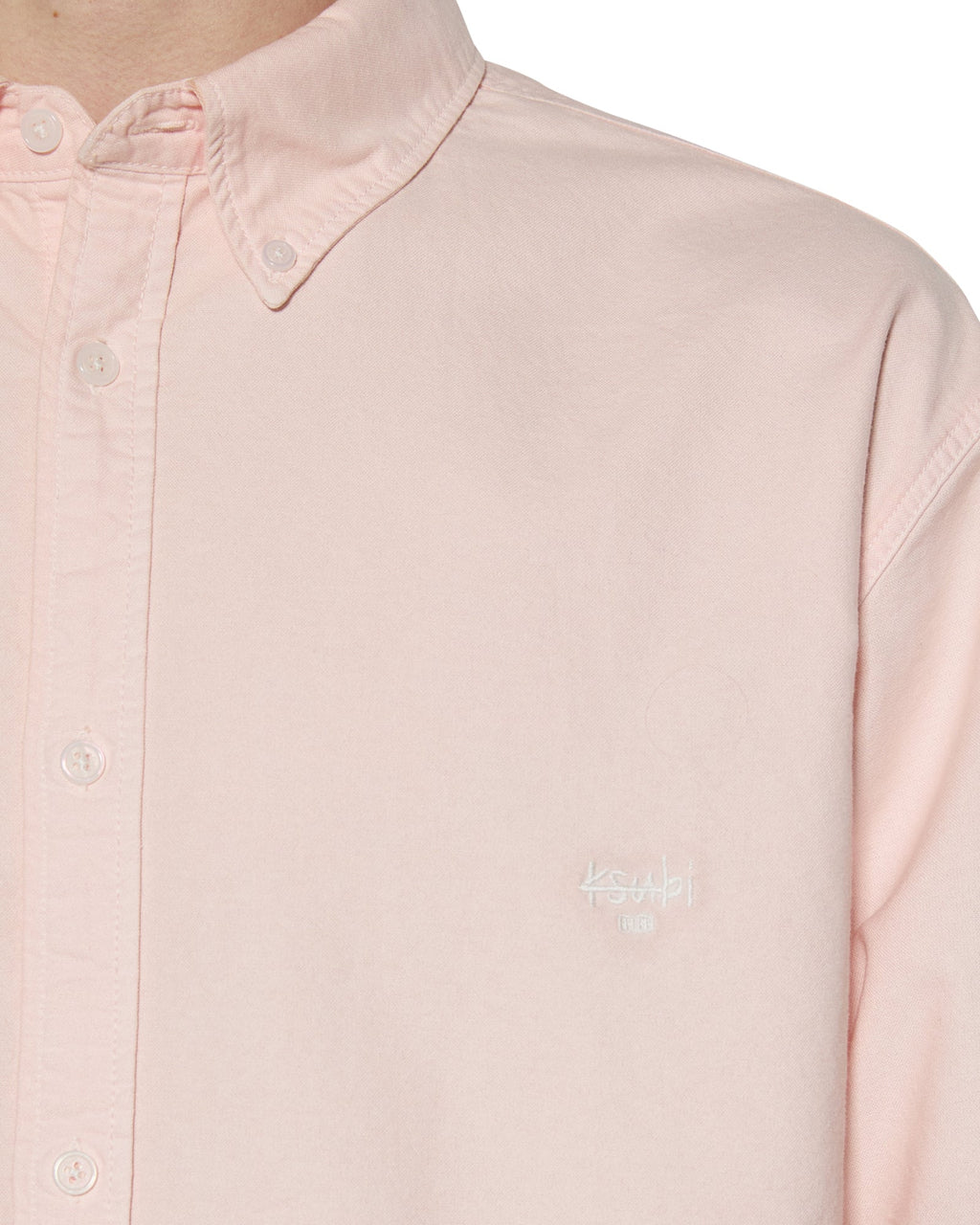 Mens Ksignature Button Down Ls Shirt Floss Regular Shirts - Pink