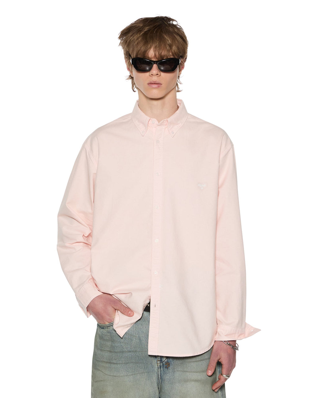 Mens Ksignature Button Down Ls Shirt Floss Regular Shirts - Pink