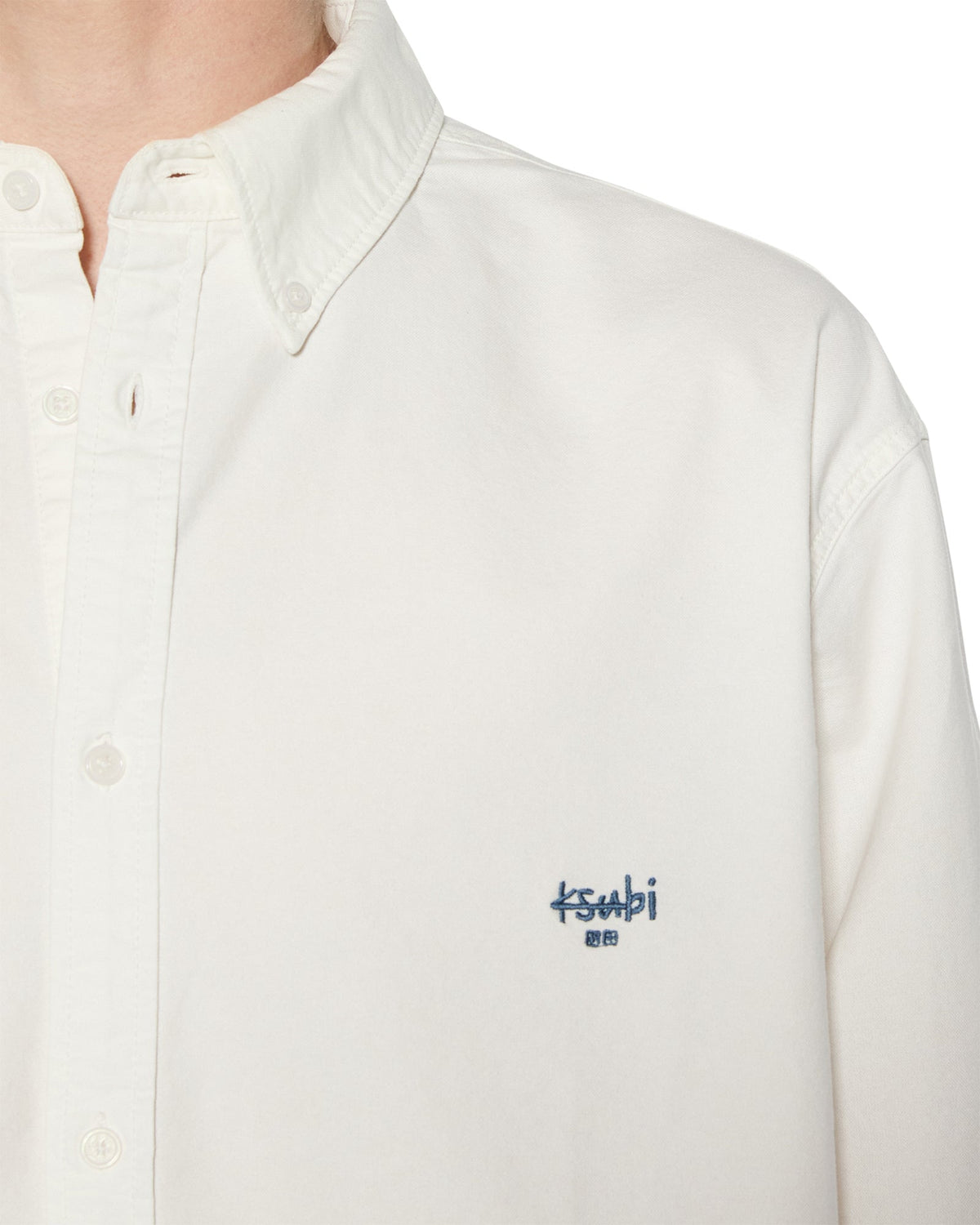 Mens Ksignature Button Down Ls Shirt White Regular Shirts - White