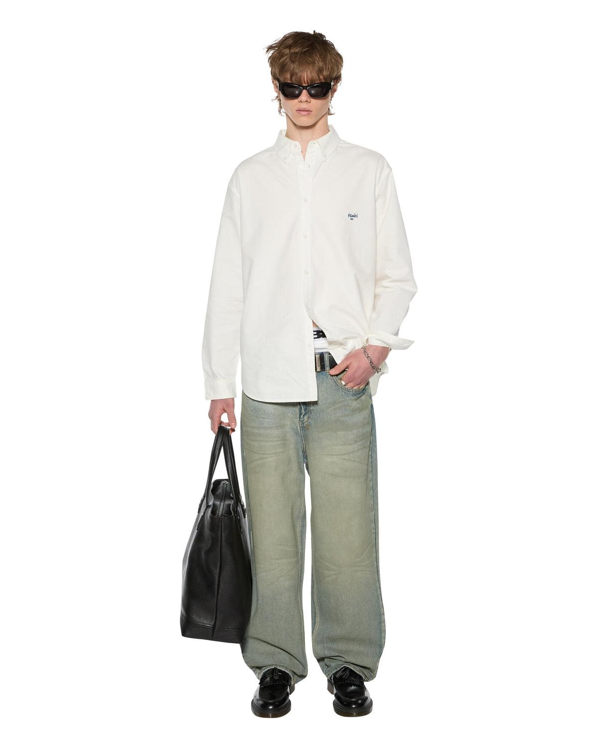 Mens Ksignature Button Down Ls Shirt White Regular Shirts - White