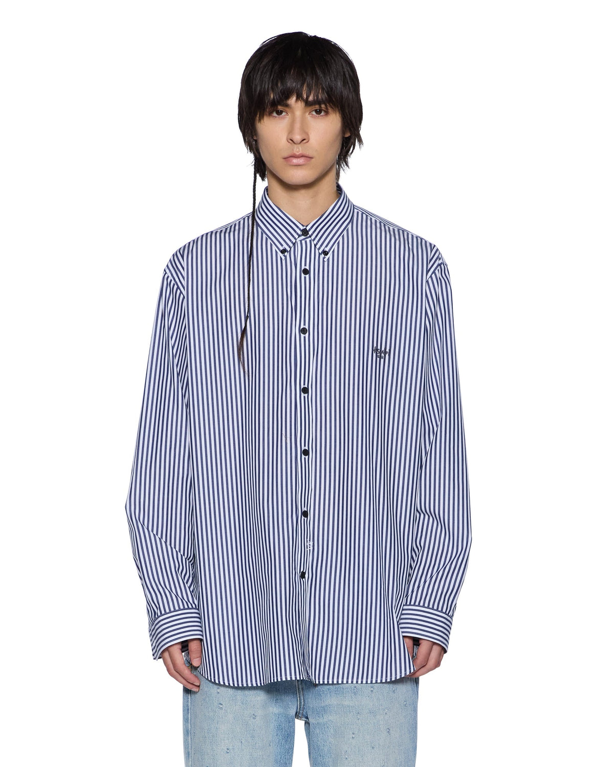 Mens Ksignature Ls Shirt White Stripe Regular Shirts - Multi Colour