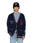 Mens Playoff Cardigan Navy Boxy Knitwear - Navy