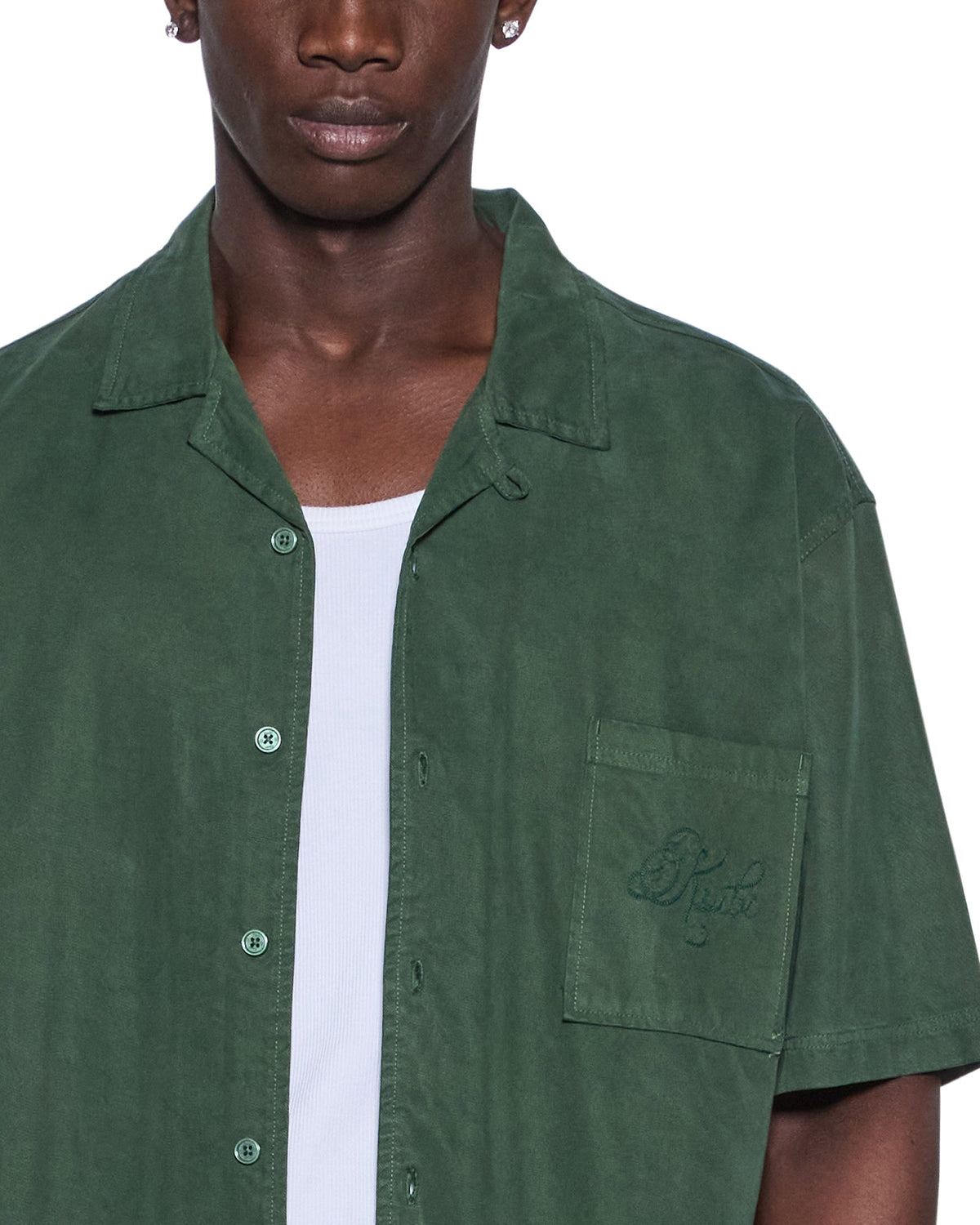 Mens Kursed Diner Ss Shirt Hash Regular Shirts - Green