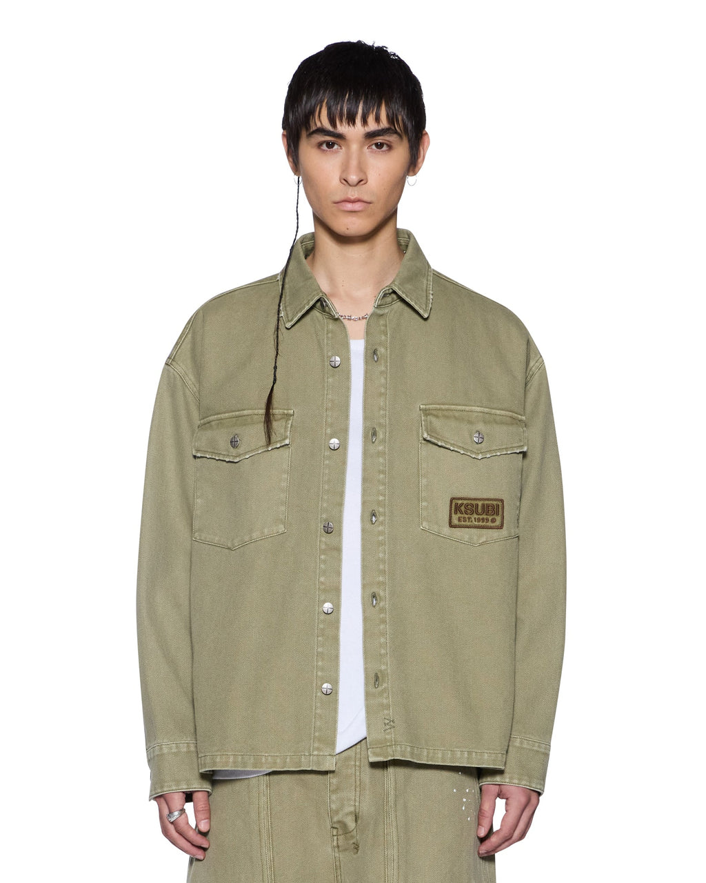 Mens Lanley Ls Shirt Militant Boxy Shirts - Khaki