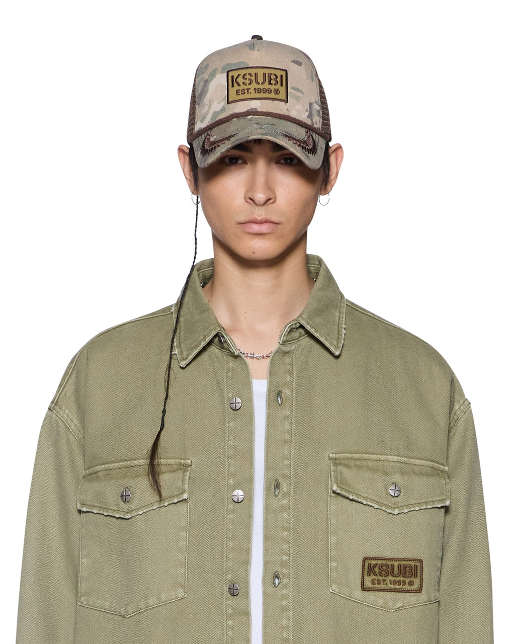 Mens Lanley Ls Shirt Militant Boxy Shirts - Khaki