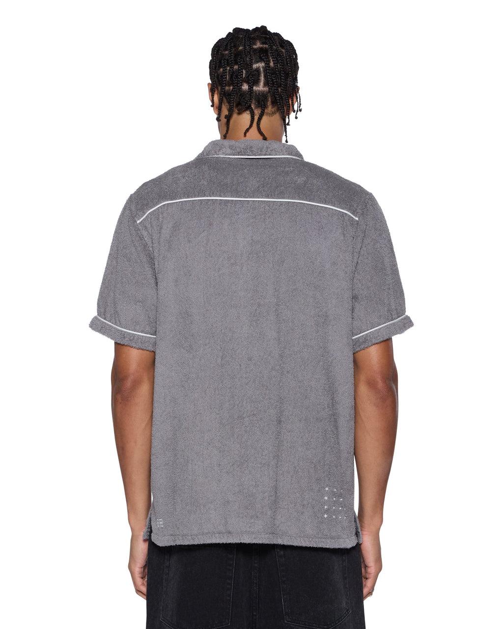 Mens Lounge Ss Resort Shirt Charcoal Regular Shirts - Grey
