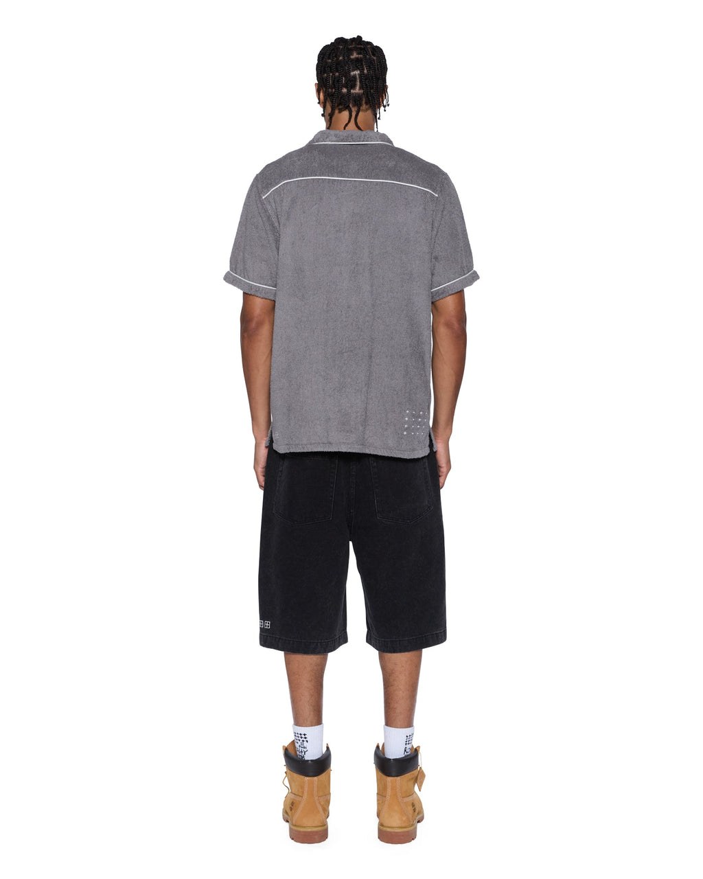 Mens Lounge Ss Resort Shirt Charcoal Regular Shirts - Grey