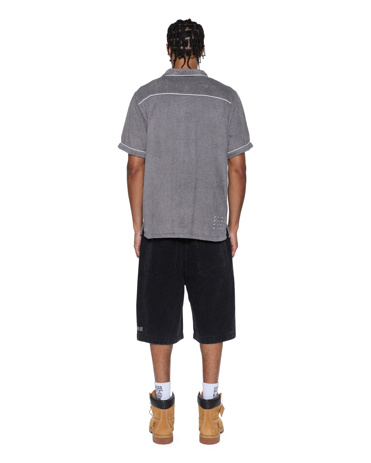 Mens Lounge Ss Resort Shirt Charcoal Regular Shirts - Grey