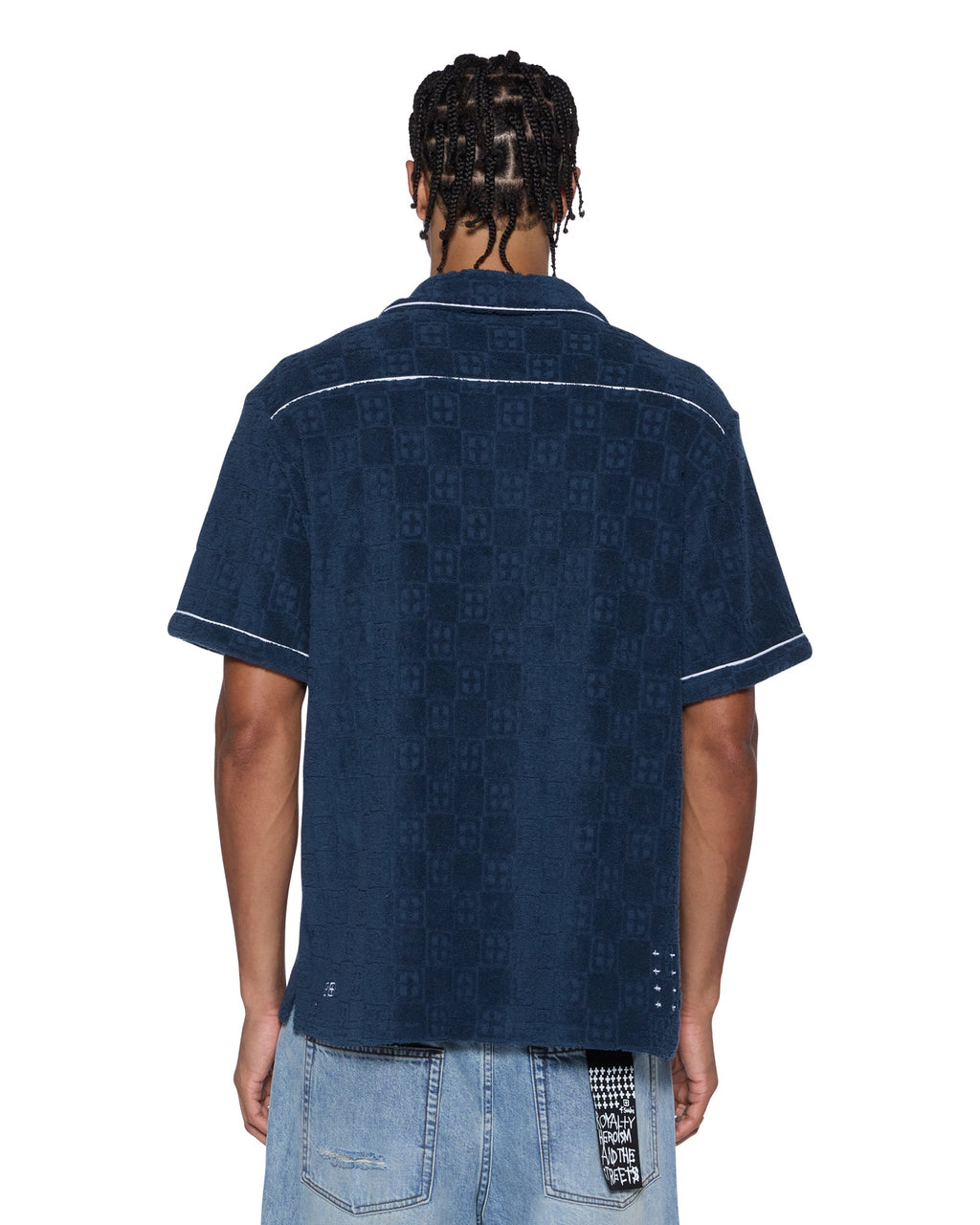 Mens Lounge Ss Resort Shirt Navy Regular Shirts - Navy