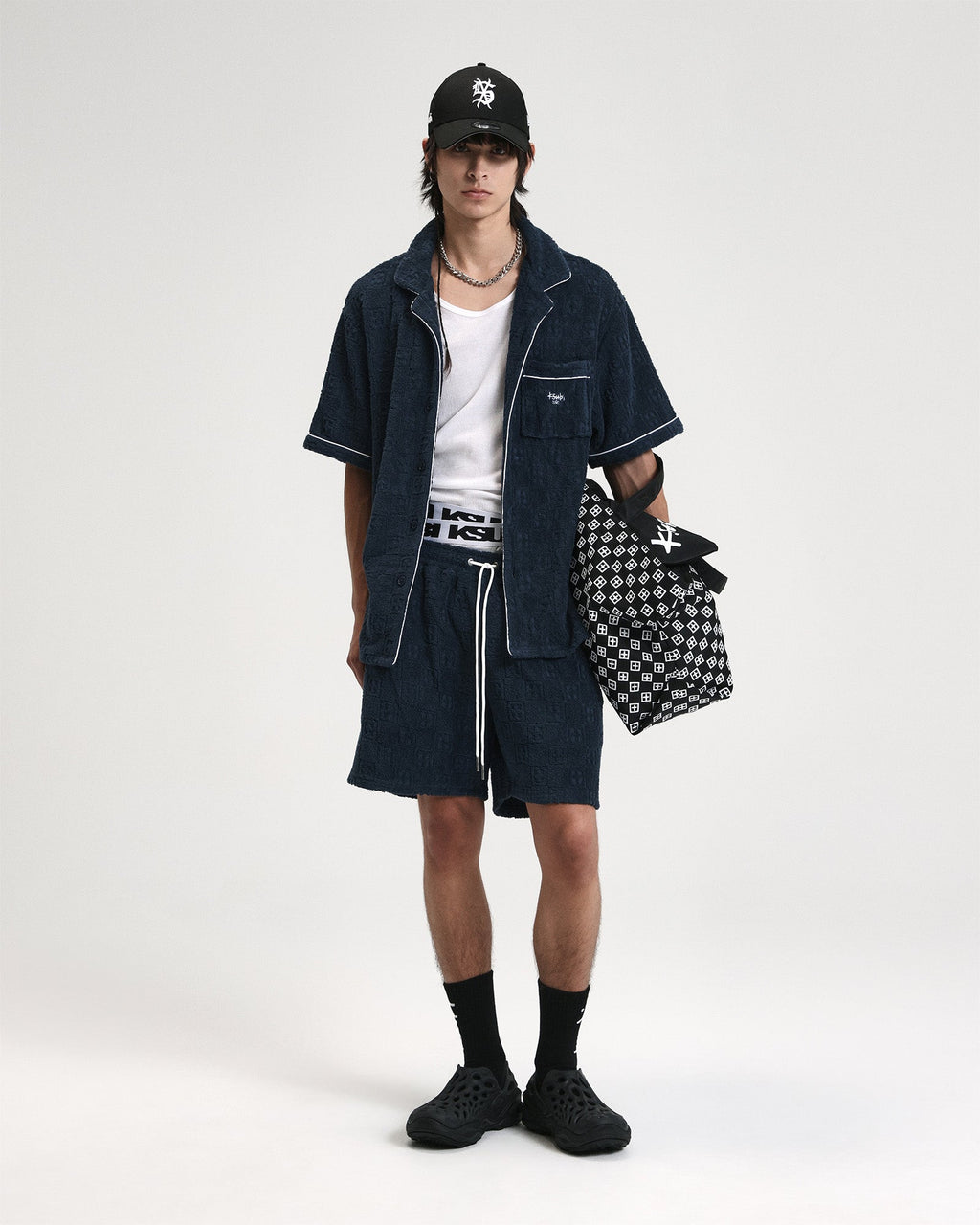 Mens Lounge Ss Resort Shirt Navy Regular Shirts - Navy