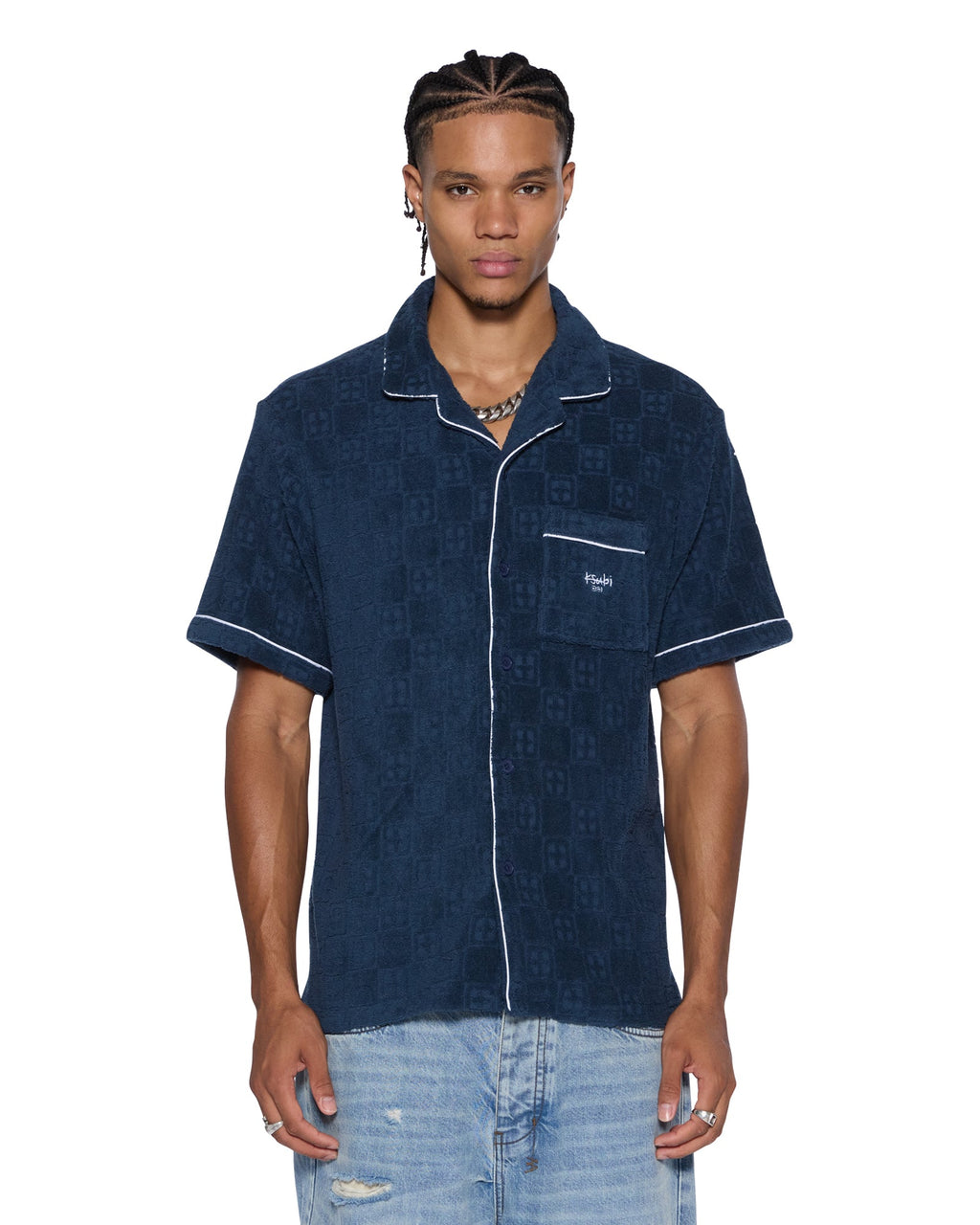 Mens Lounge Ss Resort Shirt Navy Regular Shirts - Navy