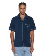 Mens Lounge Ss Resort Shirt Navy Regular Shirts - Navy