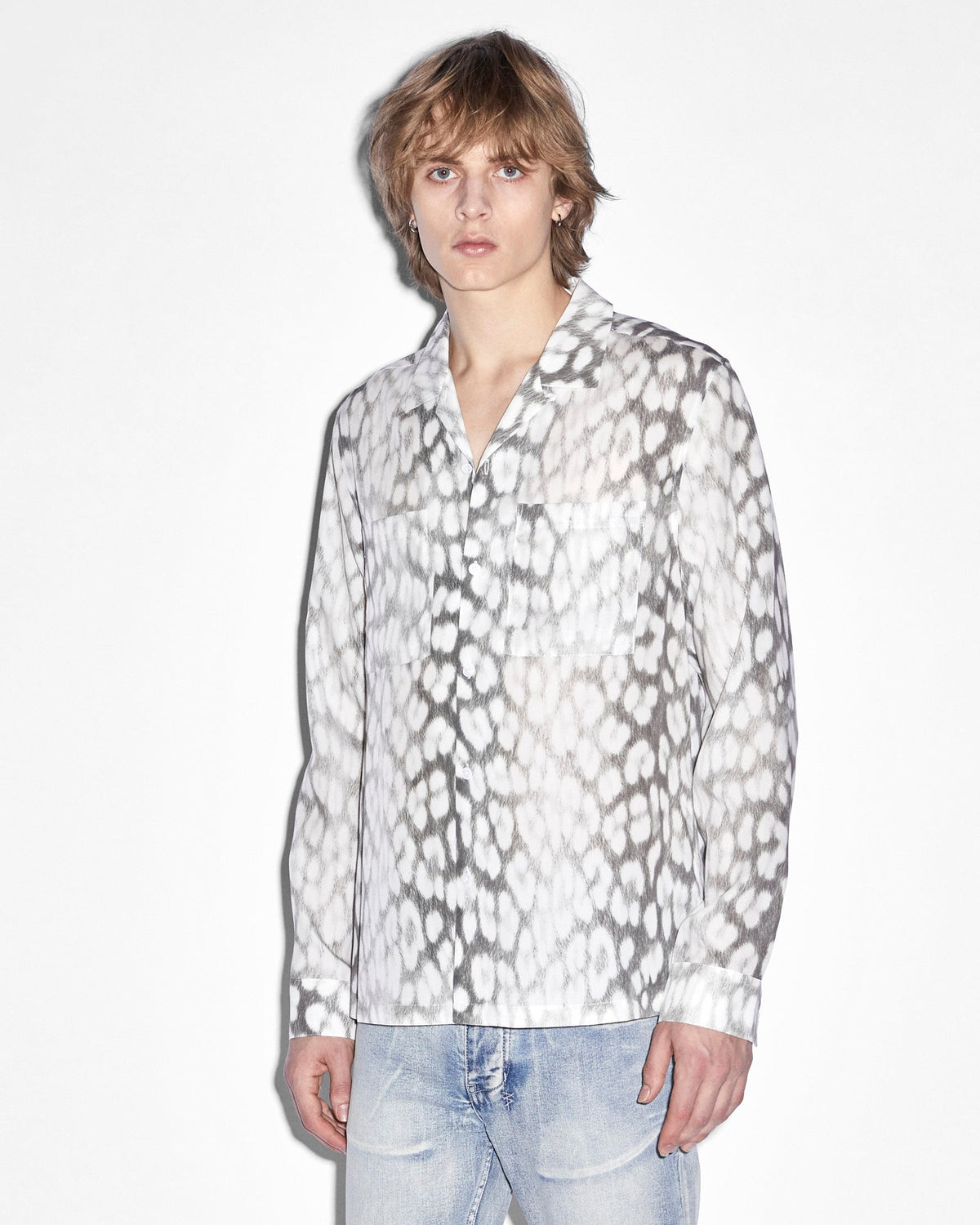 Mens Leo Portal Resort Ls Shirt Grey Regular Shirts - Grey