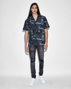Mens Mash Up Resort Shirt Black Regular Shirts - Black