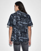 Mens Mash Up Resort Shirt Black Regular Shirts - Black
