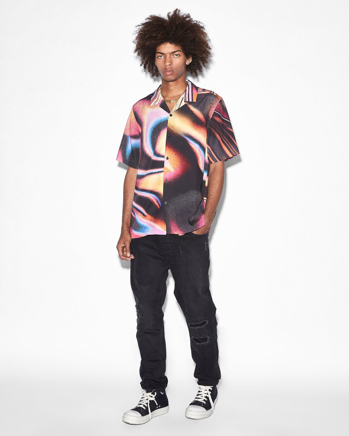 Mens Mind State Resort Ss Shirt Multi Regular Shirts - Multi Colour