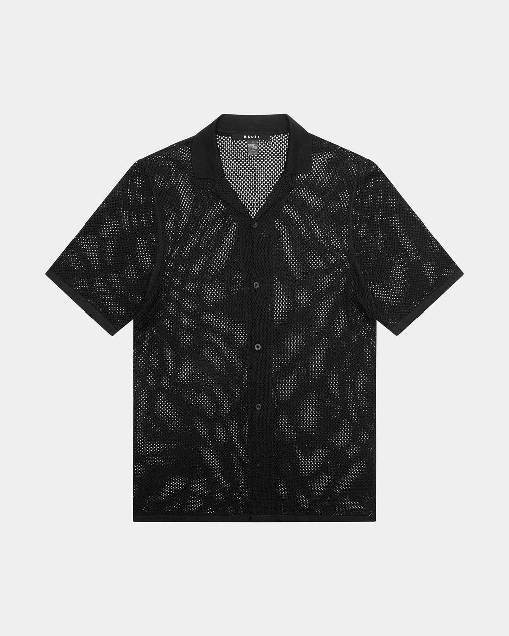 Mens Net Worth Knit Resort Ss Shirt Black Regular Knitwear - Black