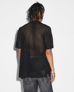 Mens Net Worth Knit Resort Ss Shirt Black Regular Knitwear - Black