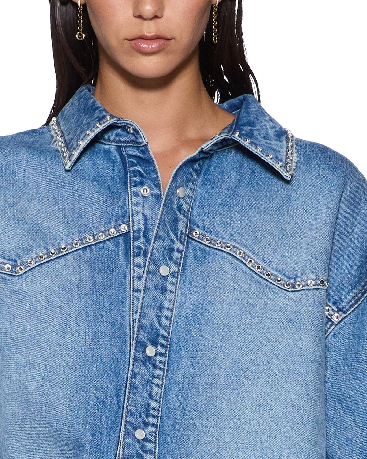 Womens Oversized Denim Ls Shirt Maverik Krystal Oversized Shirts - Denim